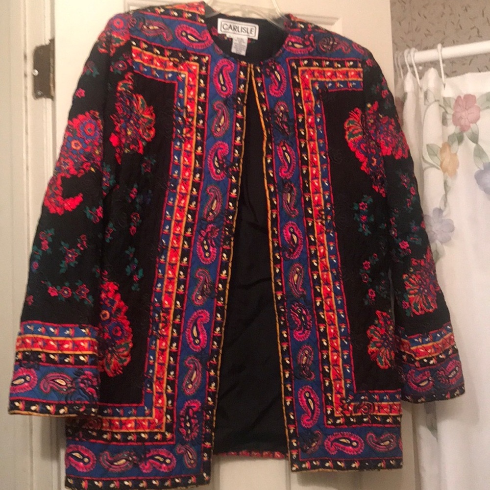 Vintage Carlisle Silk Gemstone Printed Jacket